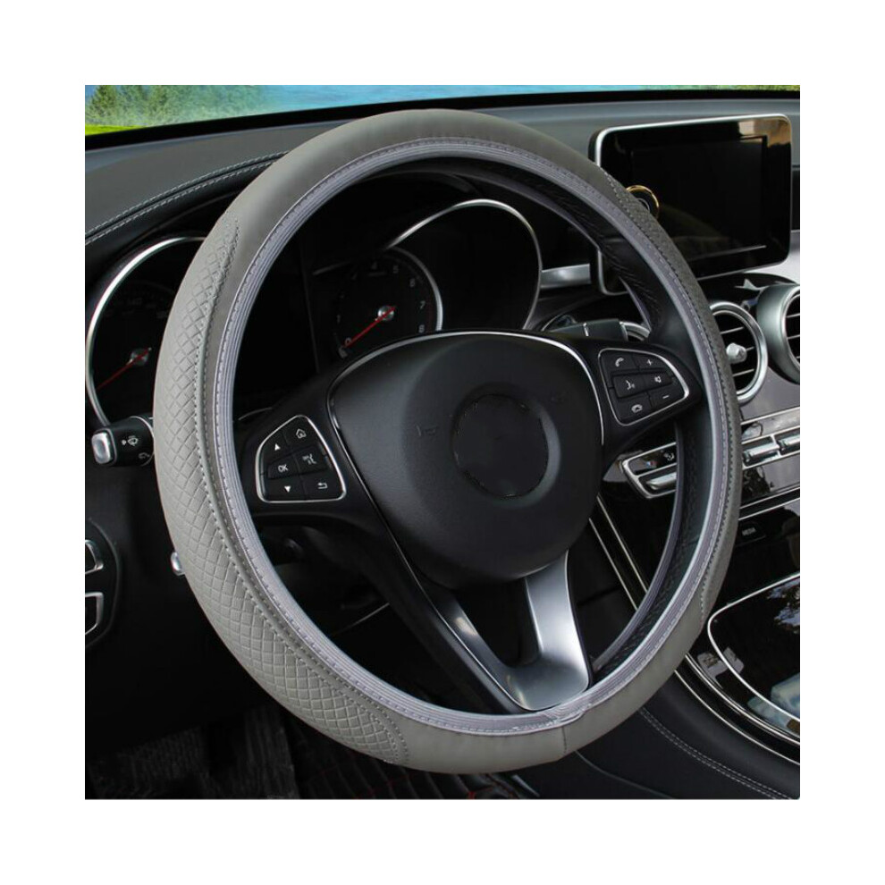 (Grey) 37-39Cm Car Steering Wheel Cover Anti-Skid Car Grey 9319708092226