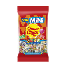 Chupa Chups - Grand Sachet de 300 Mini Sucettes ? la Pulpe de Fruit - Parfums Vari?s - Cola et Go?ts Fraise, Orange et Pomme - Sans Gluten, 0% de Mati