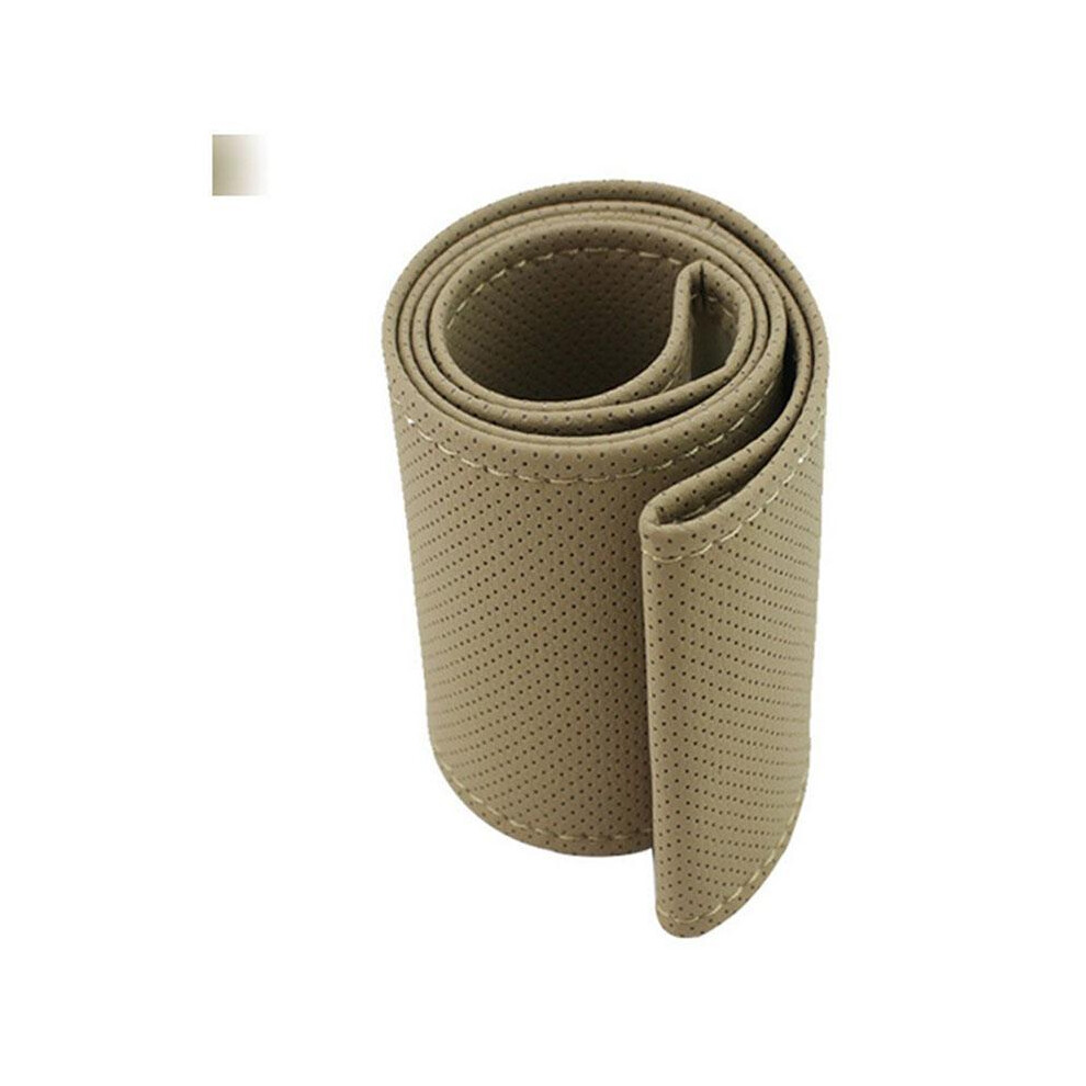 ( 40Cm)Hand Sewing Steering Wheel Cover Microfiber Leather Sweat Absorbent Breathable Car Steering Beige 9319708093339