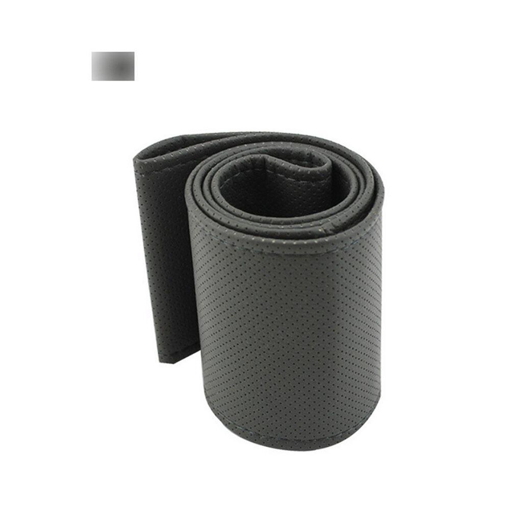 ( 38Cm)Hand Sewing Steering Wheel Cover Microfiber Leather Sweat Absorbent Breathable Car Steering Grey 9319708093384