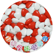 EinsSein 1kg Dragees mariage au chocolat c?ur Mix m?dium blanc-rouge brillant drag?es bapt?me communion amandes feter et recevoir f?ter de fete couleu