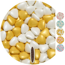 EinsSein 1kg Dragees mariage au chocolat c?ur Mix m?dium blanc-or perle bapt?me communion amandes feter et recevoir f?ter de fete couleur pas cher aux