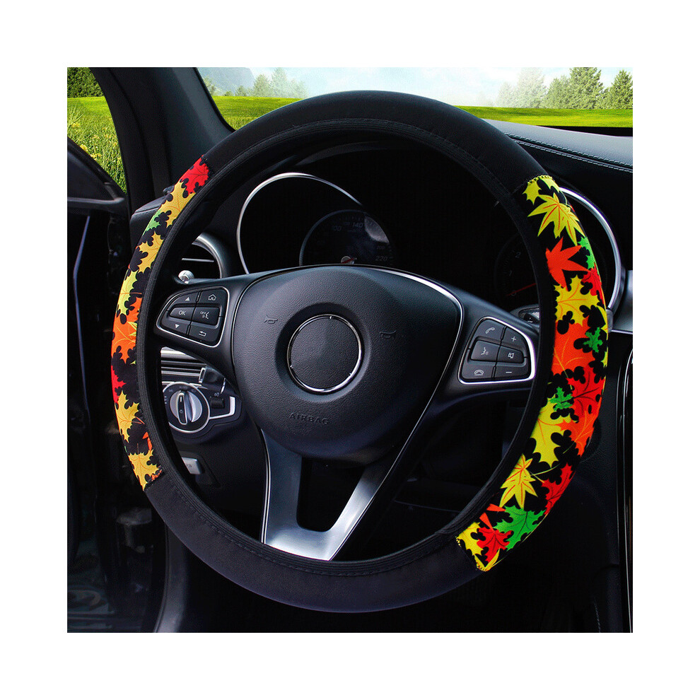 (B)38Cm Flexible Car Steering Wheel Cover Ethnic Style Print Non-Slip Car Model Car Steering Wheel Cover 9319708093650