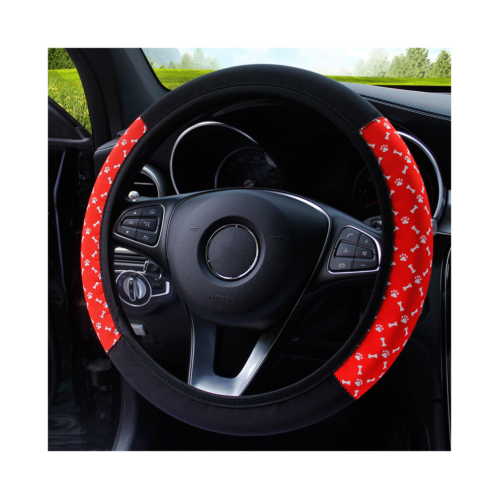 (Fishbone) 38Cm Flexible Car Steering Wheel Cover Ethnic Style Print Non-Slip Car Model Car 9319708093926