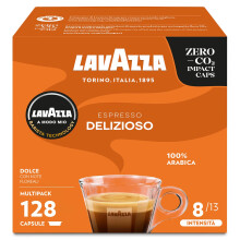 LAVAZZA - A Modo Mio Espresso Delizioso, 128 Capsules de Caf?, pour un Espresso aux Notes Aromatiques de Fleurs, 100% Arabica, Intensit? 8/13, Torr?fa