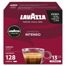 Lavazza, A Modo Mio Espresso Intenso, 128 Capsules de Caf?, pour un Espresso aux Notes de Cacao et d'?pices, Arabica et Robusta, Intensit? 13/13, Torr