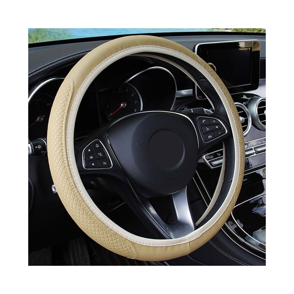(Multi) Universal Pu Leather Car Steering Wheel Cover With Needles And Thread Breathable Anti-Slip 9319708094268