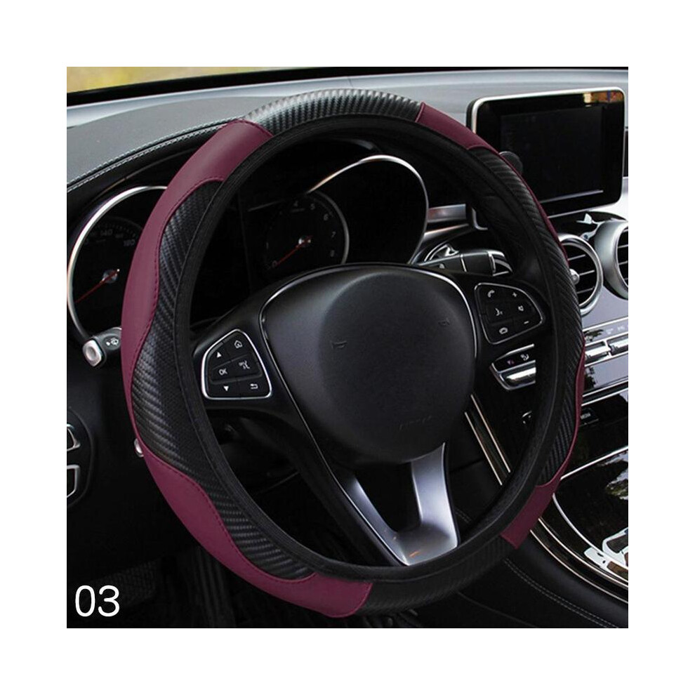 ( And Burgundy)38Cm Car Steering Wheel Cover Auto Steering Wheel Braid Steering Wheel Black/Burgundy 9319708094756