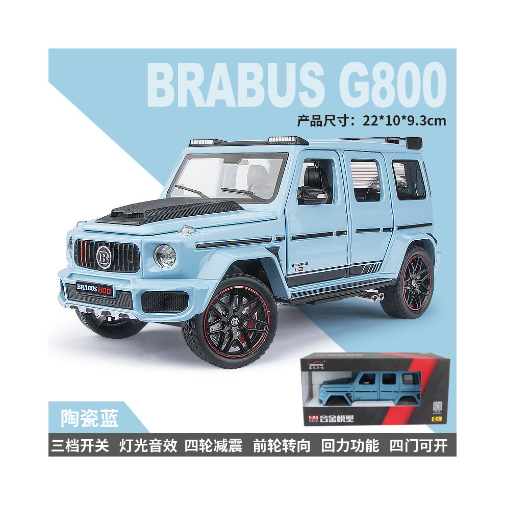 (Blue With Box)1:24 Mercedes Brabus G800 Alloy Car Model Diecast Car Sound Light Car-image-OPC-PH7X9D8-NEW