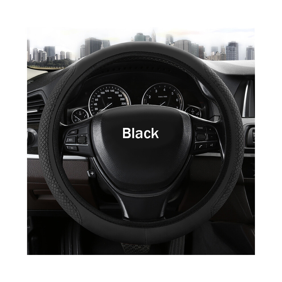 (Black) Universal Car Steering Wheel Cover Anti-Skid Car Black 9319708094886