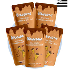 BITECONE - Chocolat au Lait | Fin de Cornet de Glace | Mini cones fourr?s | Pack de 5 Sachets | Marque 100% fran?aise | Fabrication en Bretagne | Snac