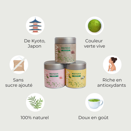 Matcha vanille,chocolat,p?che - Matcha aromatis? Ky?to Uji - Aitea (Vanille) 2