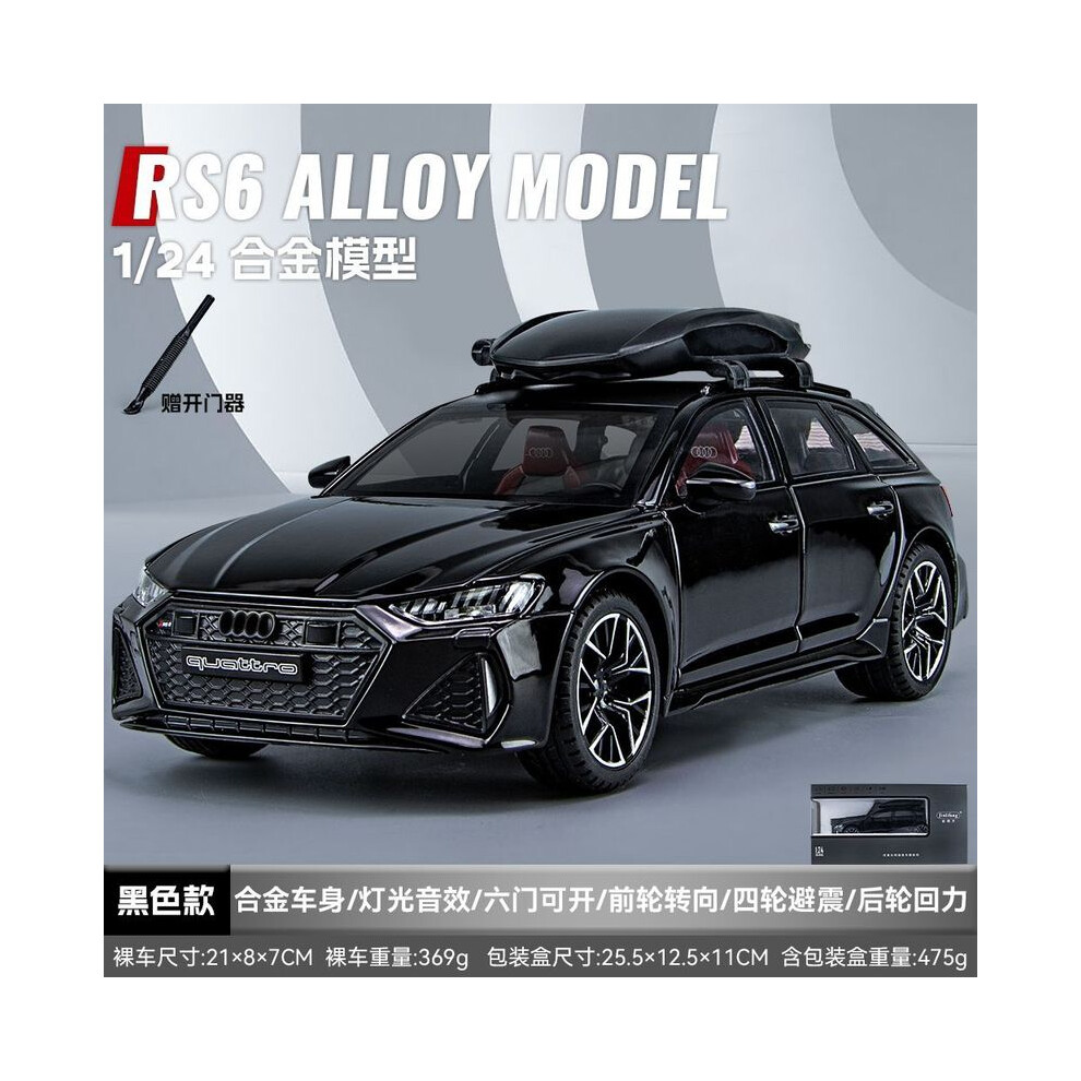 (Black With Box)1:24 RS6 Avant Estate Model Car Alloy Diecast Metal Sound Light Simulation Toy Vehicle-image-OPC-PH7X9RB-NEW