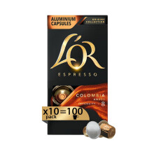 L'Or - Capsule Caff? Espresso Colombia - 100 Capsule in Alluminio - Intensit? 8 - Compatibili con Macchine Nespresso?* original - 10 Confezioni da 10