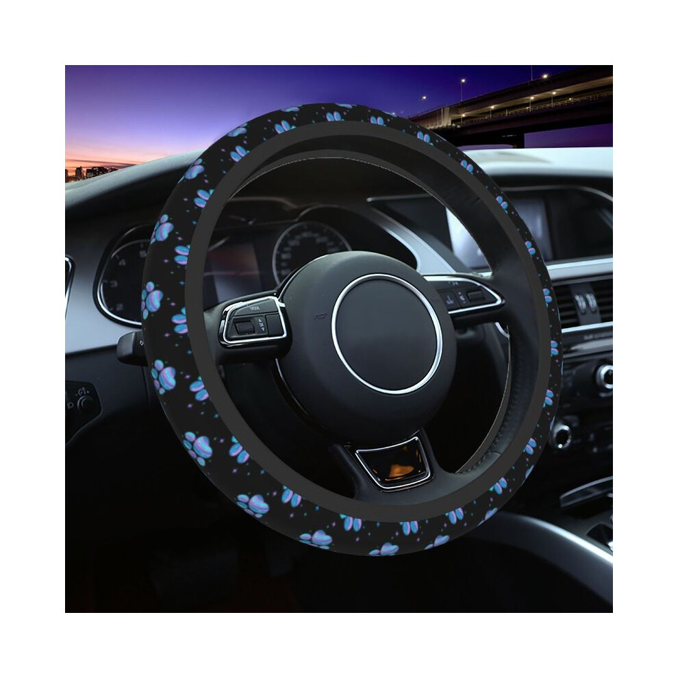 (12)Colorful Paws Pattern Universal Steering Wheel Cover Suv Dog Paw Soft Car Steering Wheel Cover 9319708096699