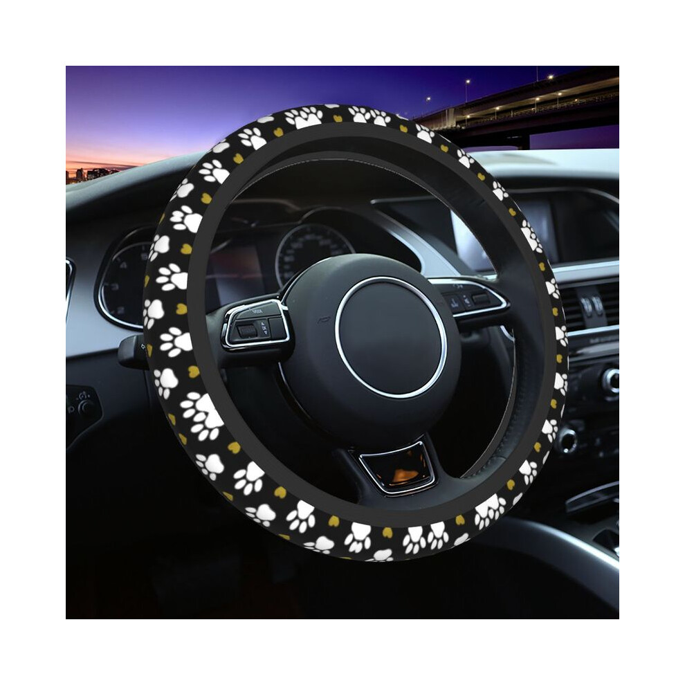 (7)Colorful Paws Pattern Universal Steering Wheel Cover Suv Dog Paw Soft Car Steering Wheel Cover 9319708096712
