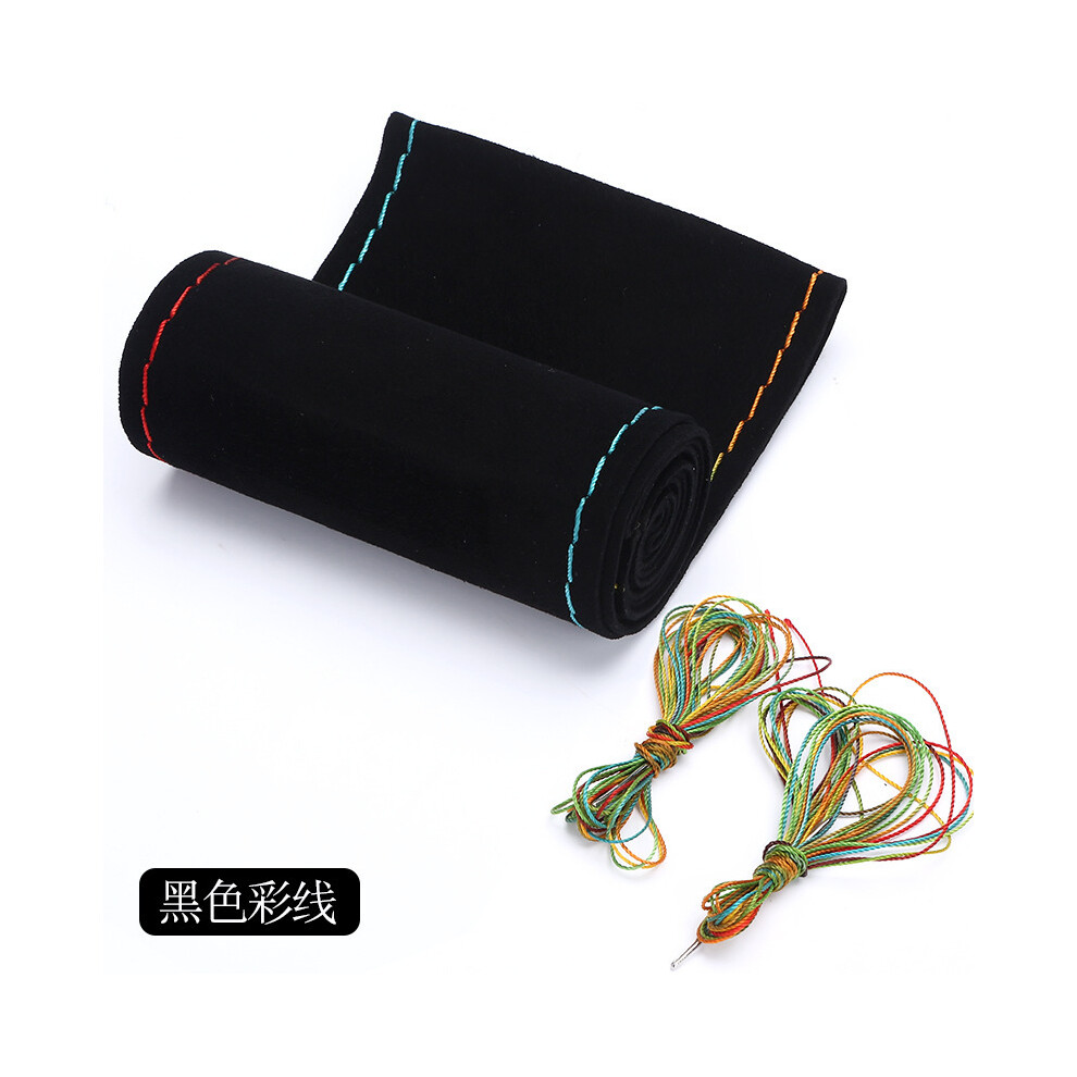 (Colored Line)Fur Steering Wheel Cover For Car Universal 38Cm Braided Car Steering Wheel Cover 9319708097085