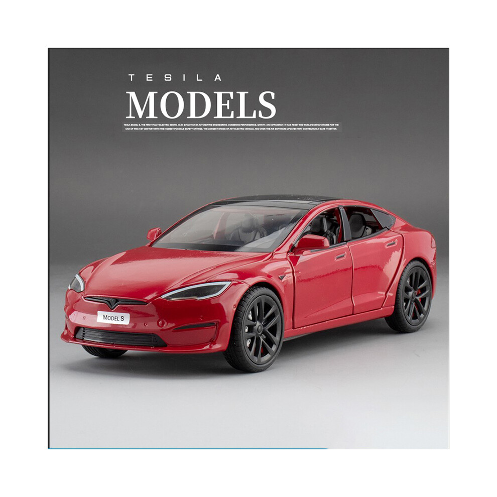 (Model S red)1:24 Model 3 Model Y Model S Model X Metal die-cast car model Sound and light Children's-image-OPC-PH7XBDK-NEW