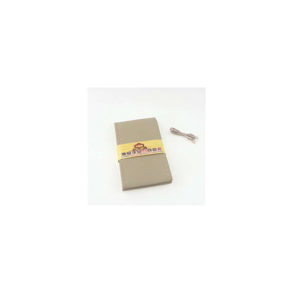(Beige) Braid On The Steering Wheel Car Steering Wheel Cover With Needles And Thread Artificial Leather Beige 9319708097870