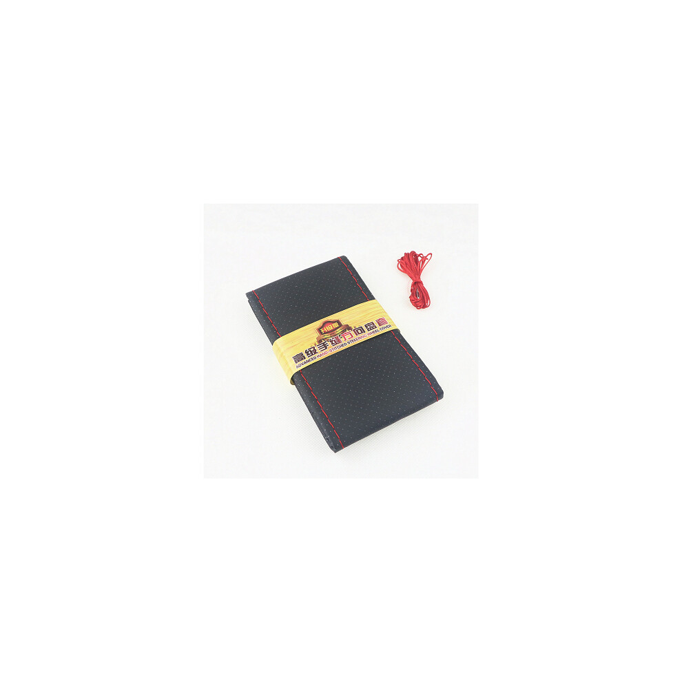 (Red) Braid On Steering Wheel Car Steering Wheel Cover With Needles And Thread Artificial Leather Diameter Red 9319708097900
