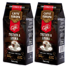 Caffe Europa in Grani - Caff? in Grani Tostato a Legna, Caff? dal Gusto Delicato, Aroma Intenso, Miscela 70% Arabica - 30% Robusta, 2 Confezioni da 1K