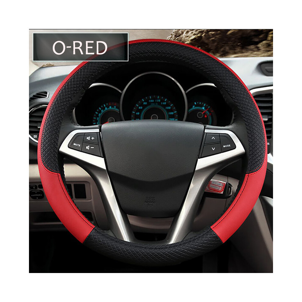 (38Cm-O-)38Cm 15 Inch Universal Car Steering Wheel Cover Artificial Leather Rubber Sports Stylish Red 9319708099096