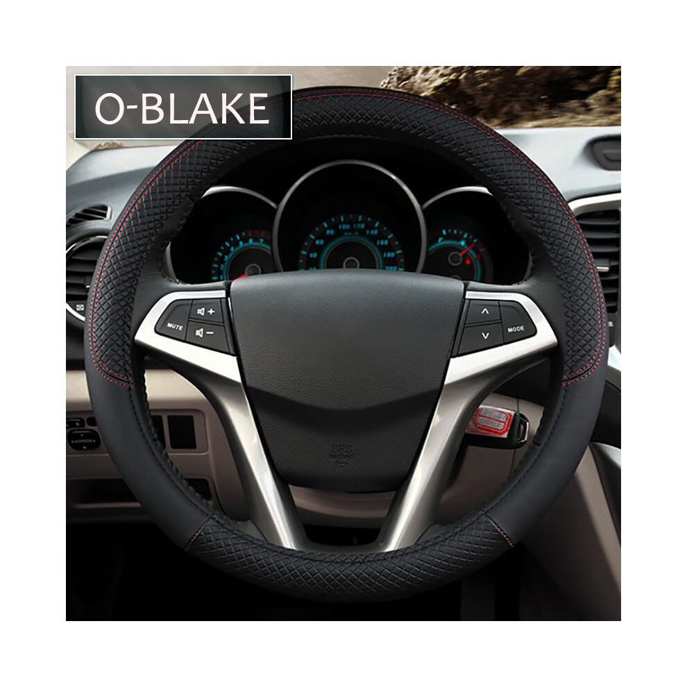(38Cm-O-Blake)38Cm 15 Inch Universal Car Steering Wheel Cover Artificial Leather Rubber Sports Stylish 9319708099089