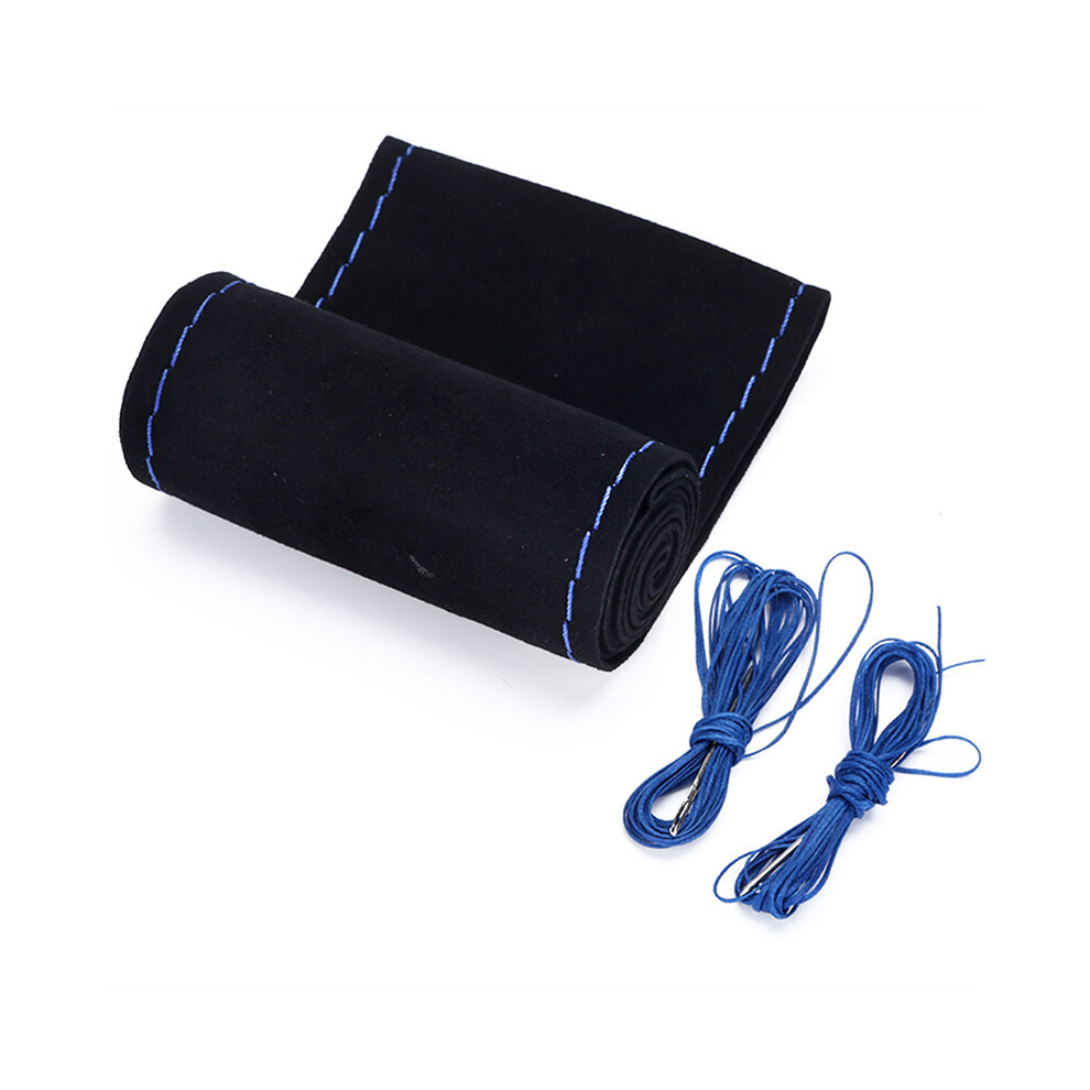 (Ca248-Bbu)Universal Suede Covered Steering Wheels Sew Steering Cover Diy Hand Sewing 9319708100242