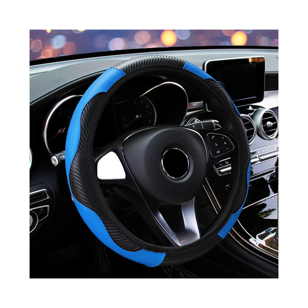 (01-)Car Steering Wheel Cover Breathable Non-Slip Pu Leather Steering Wheel Covers That Blue 9319708099850