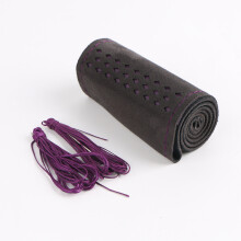 Coprivolante per auto in pelle scamosciata (viola) universale 38 cm fai da te intrecciato coprivolante
