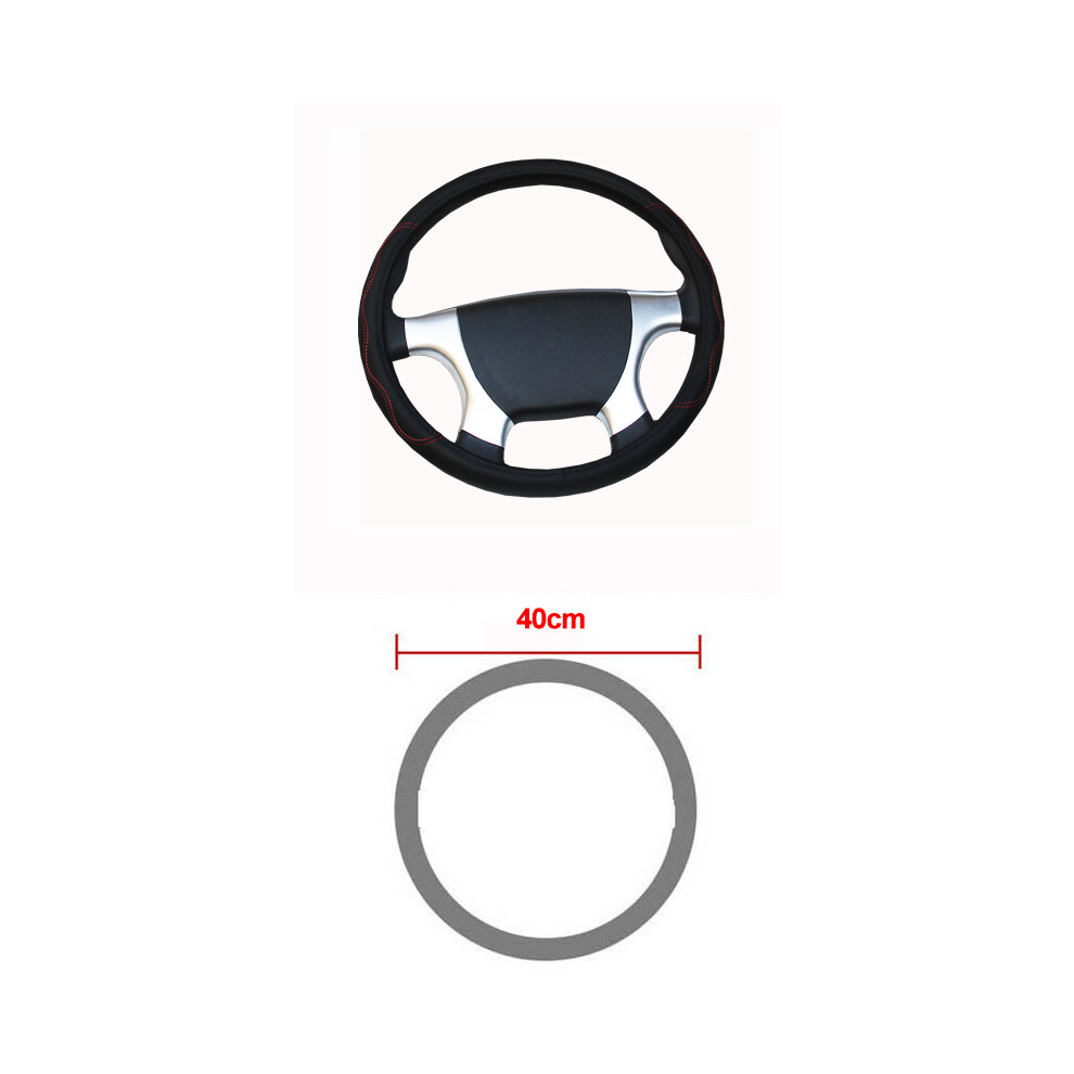 (40Cm ) Car Truck Pu Leather Embossed Steering Wheel Cover Steering Wheel Car Diameters Red 9319708102208