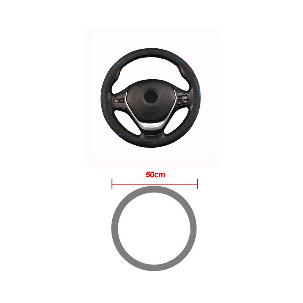 (50Cm ) Car Truck Pu Leather Embossed Steering Wheel Cover Steering Wheel Car Diameters Blue 9319708102277