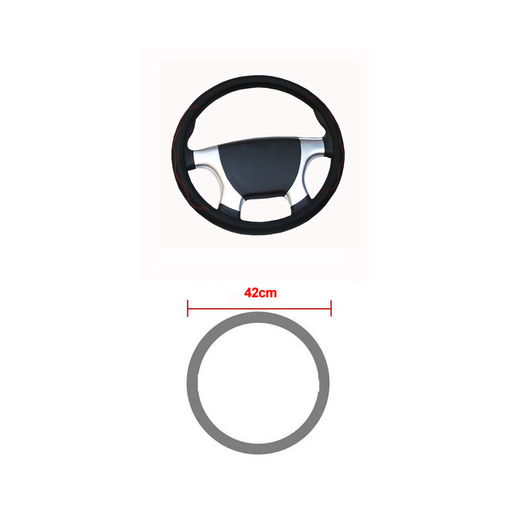 (42Cm ) Car Truck Pu Leather Embossed Steering Wheel Cover Steering Wheel Car Diameters Red 9319708102222