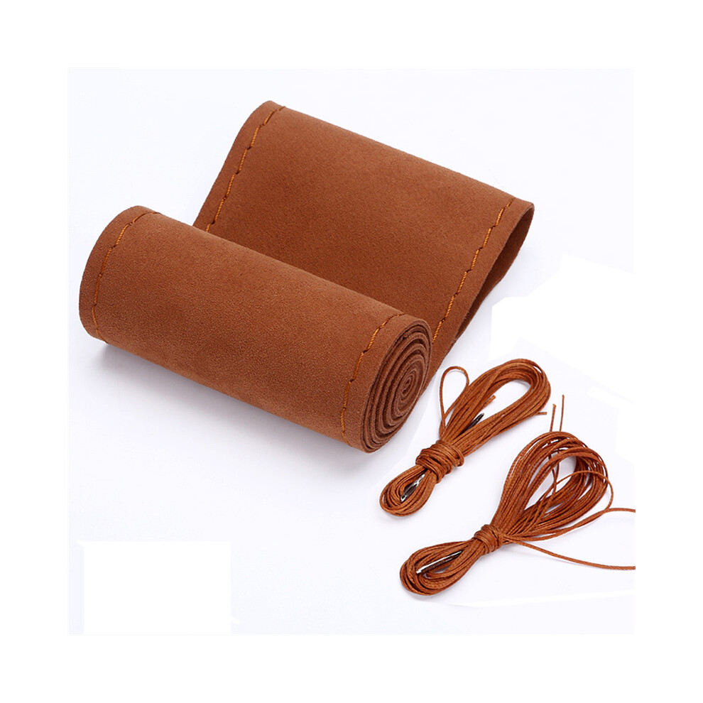 (Ca248-Bn)Flocking Leather Car Steering Wheel Cover Stitch Universal 38Cm Car Wheel Cover 9319708102338