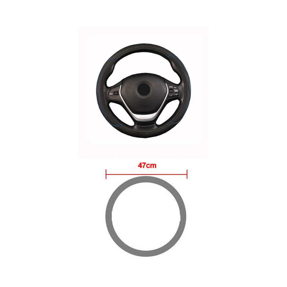(47Cm ) Car Truck Pu Leather Embossed Steering Wheel Cover Steering Wheel Car Diameters Blue 9319708102253