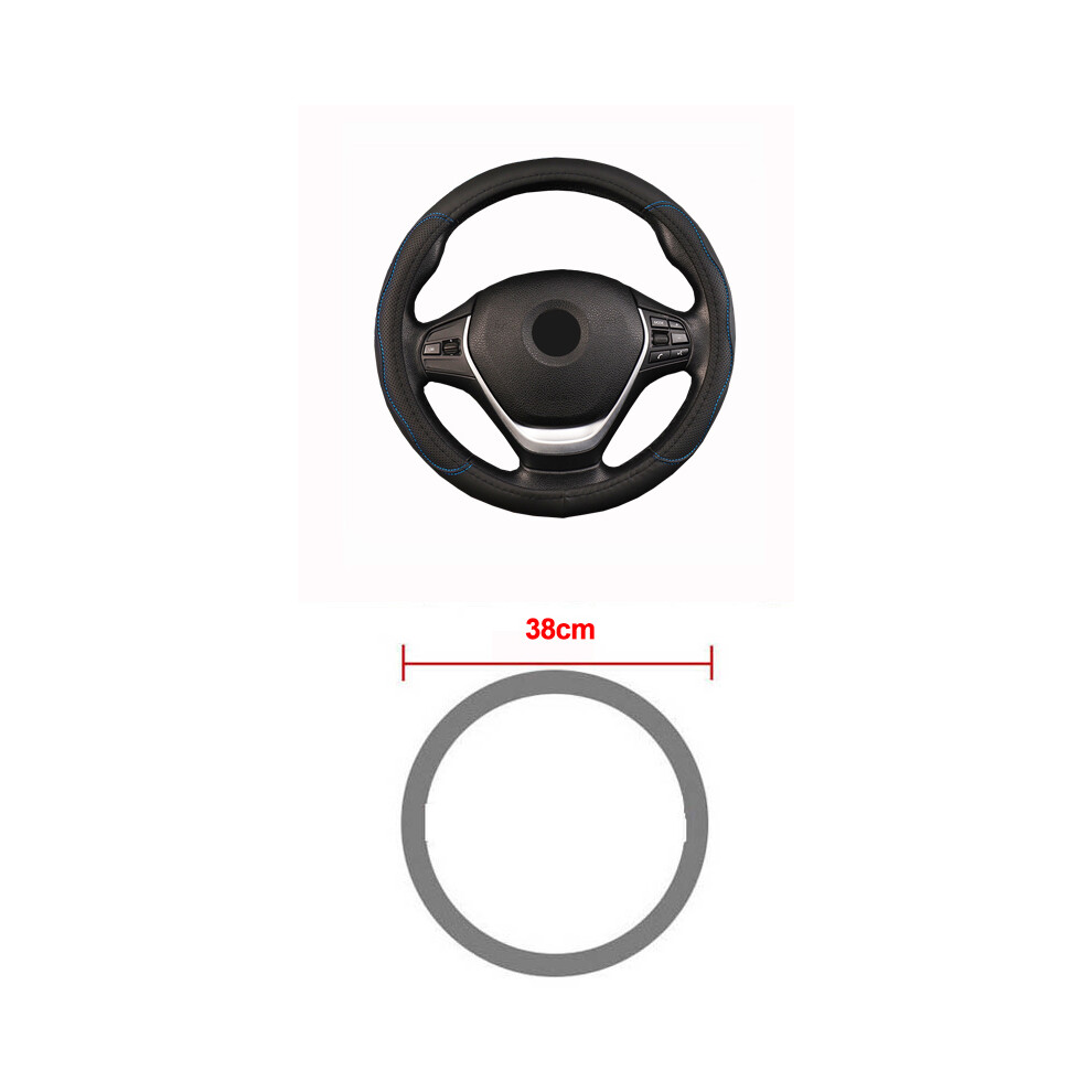 (38Cm ) Car Truck Pu Leather Embossed Steering Wheel Cover Steering Wheel Car Diameters Blue 9319708102178