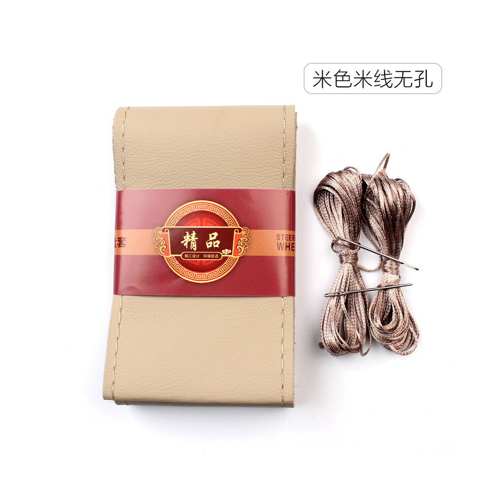 ( 2)Braid In The Steering Wheel 38 Cm Hand-Stitched Car Steering Wheel Cover With Needles And Thread Beige 9319708103168