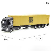 (Keltainen)1:50 Diecast Metal Malli Lelu Konttitrukki Vedä takaisin Äänen ja valon kanssa Korkea simulaatio