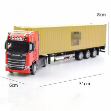 (Punainen Keltainen)1:50 Diecast Metal Malli Lelu Konttitrukki Vedä takaisin Äänen ja valon kanssa Korkea