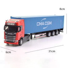 (Punainen Sininen)1:50 Diecast Metal Malli Lelu Konttitrukki Vedä takaisin Äänen ja valon kanssa Korkea