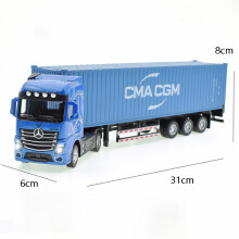 (Sininen 1)1:50 Diecast Metal Malli Lelu Konttitrukki Vedä takaisin Äänen ja valon kanssa Korkea simulaatio