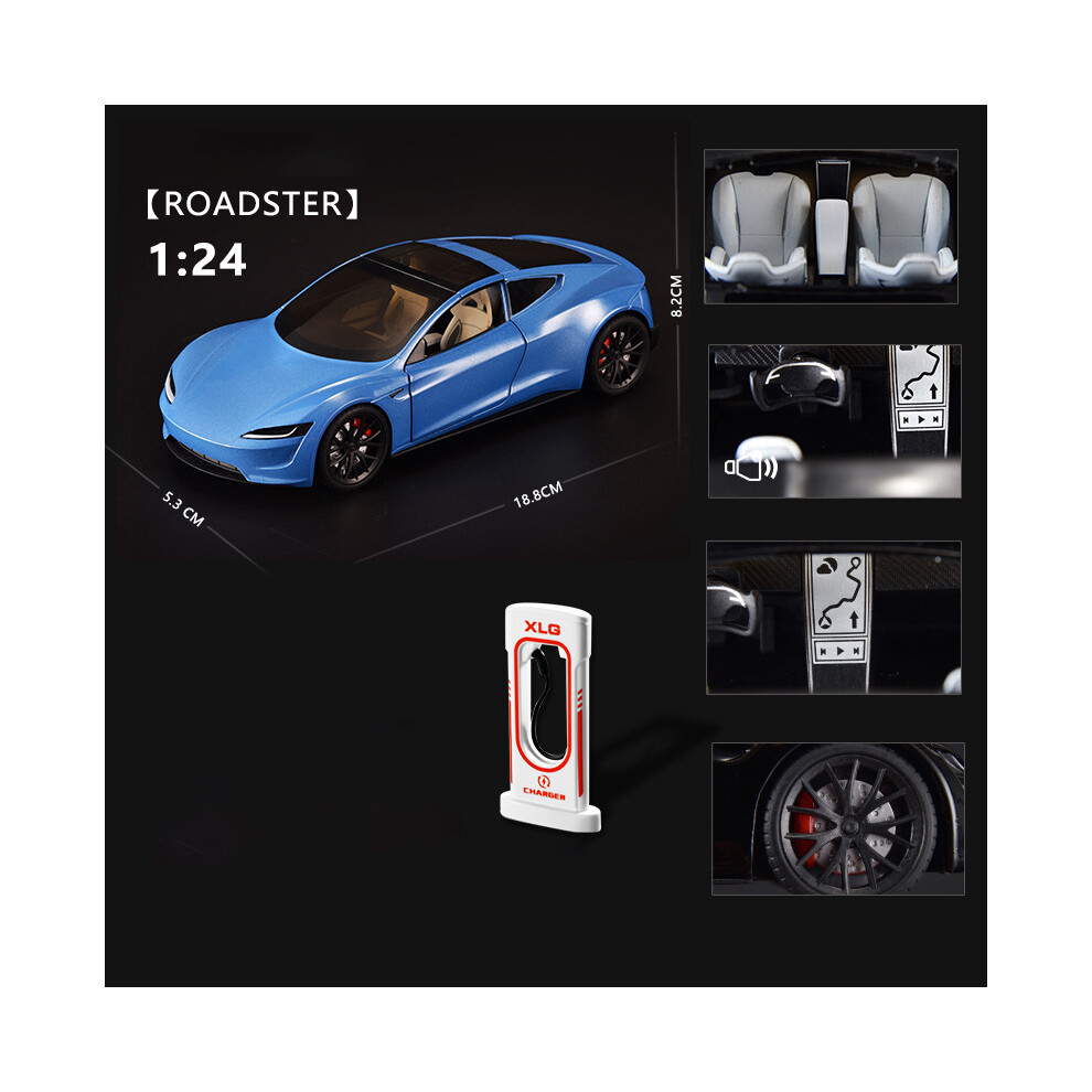 (Roadster Blue)1:24 Cybertruck Model Y Model 3 Model X Alloy Diecasts and Toy Vehicles-image-OPC-PH7XDMT-NEW