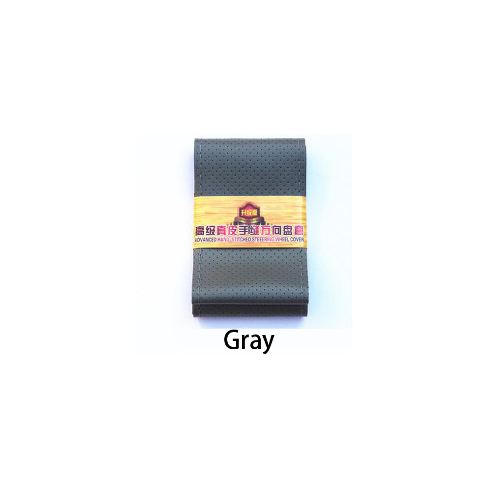 (40Cm )New 36 38 40Cm Genuine Leather Car Steering Wheel Cover, Soft Non-Slip Car Steering Wheel Grey 9319708103915