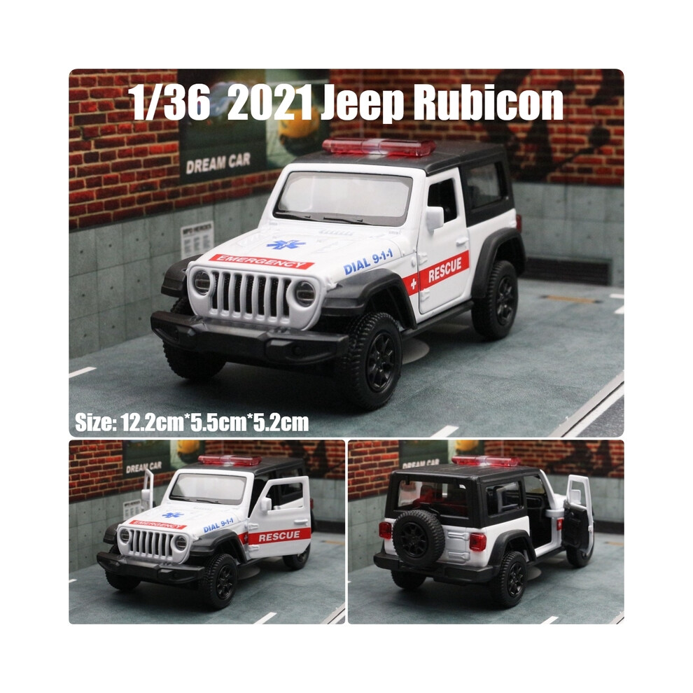 (Ambulance) 1/36 Jeep Wrangler Rubicon Off-Road Toy Car RMZ CITY Diecast Mini Vehicle Model Pull Back-image-OPC-PH7XFFS-NEW