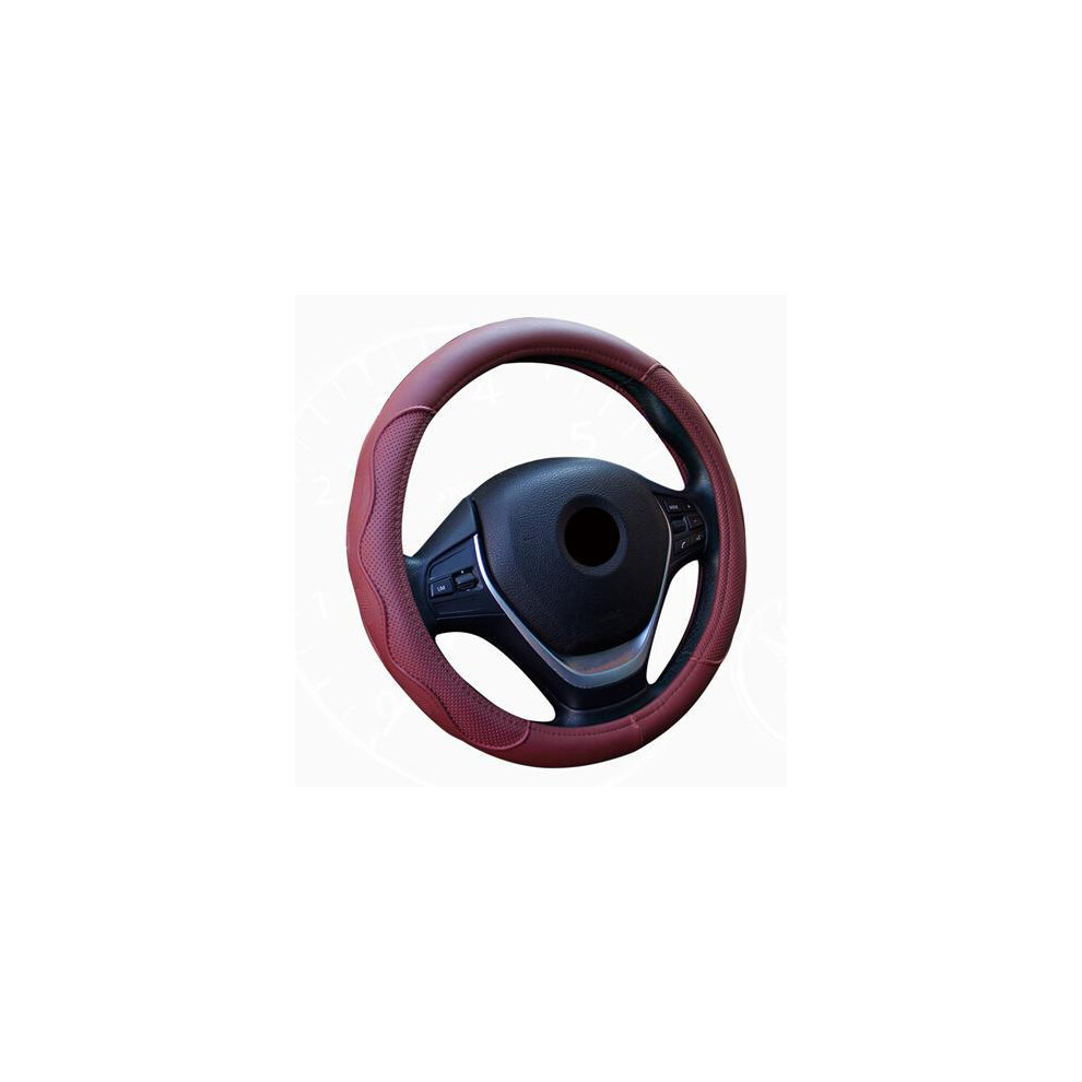 (Wine ) Universal 38Cm/15" Diameter Pu Leather Steering Wheel Covers Non-Slip Red 9319708104899
