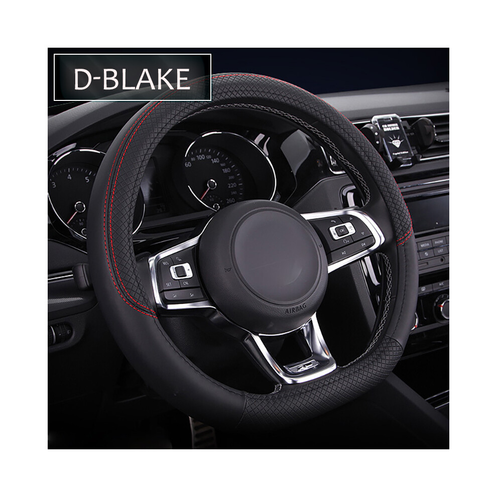(38Cm-D-Blake)38Cm 15 Inch Universal Car Steering Wheel Cover Artificial Leather Rubber Sports Stylish 9319708106459