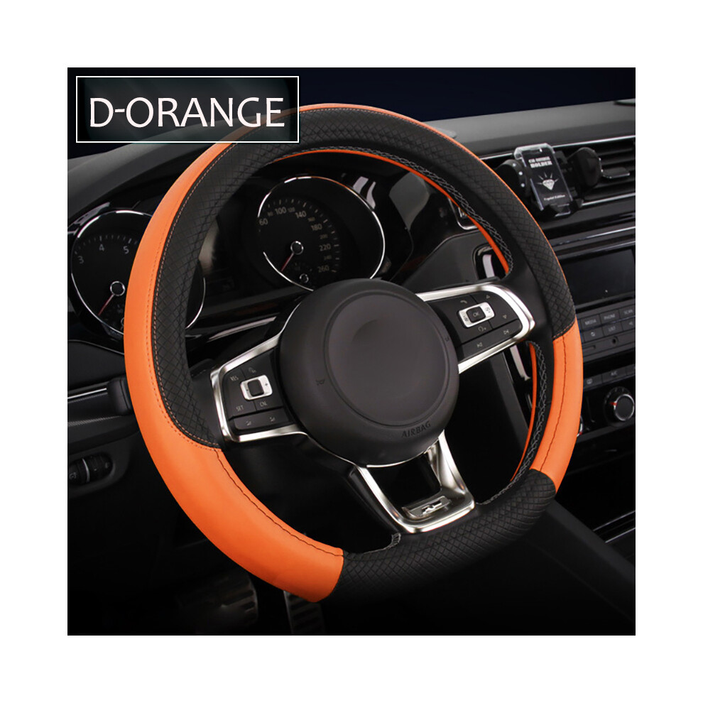 (38Cm-D-)38Cm 15 Inch Universal Car Steering Wheel Cover Artificial Leather Rubber Sports Stylish Orange 9319708106473