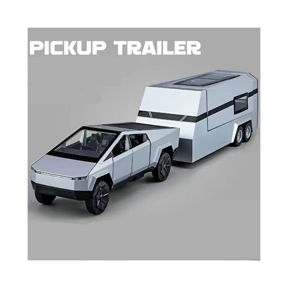 (Silvery) 1/32 Cybertruck Pickup Trailer alloy car models diecast metal toys off-road vehicles-image-OPC-PH7XGHP-NEW