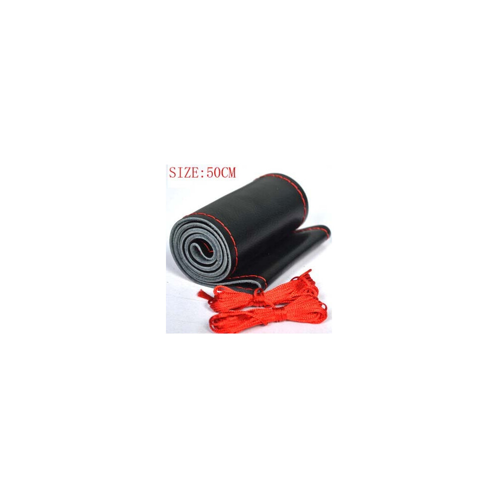 (50Cm Line Red)42Cm 45Cm 47Cm 50Cm Car Truck Steering Wheel Cover Truck Bus Black/Red 9319708108187