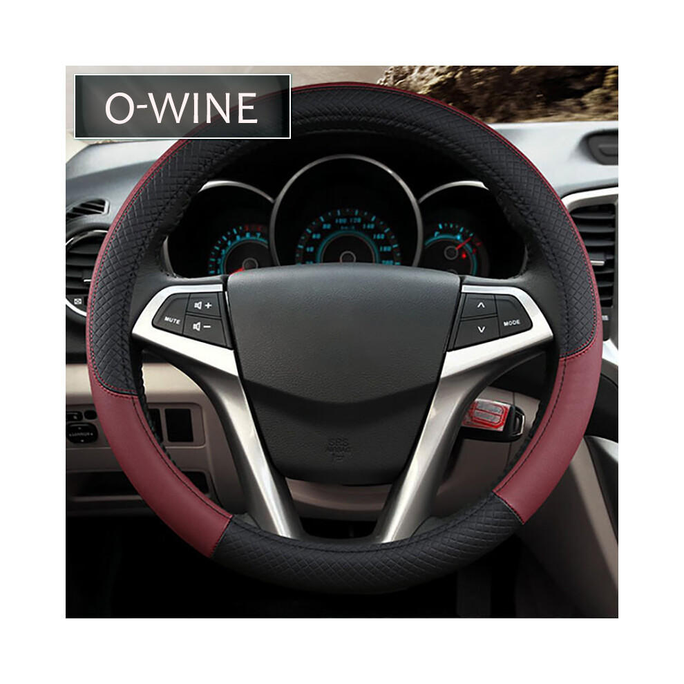 (38Cm-O-Wine)38Cm 15 Inch Universal Car Steering Wheel Cover Artificial Leather Rubber Sports Stylish 9319708106596